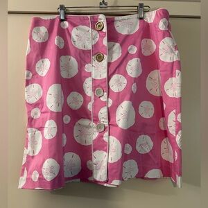 Lilly & Van Pink Tropical Button-Front Skirt